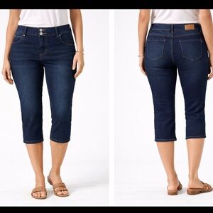 Tahari Alicia Dark Wash Denim Capri Jeans Size 12 NWT